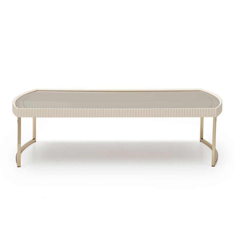AICO Lisbon Cocktail Table in Silken Matte Cream - Furniture Now (CA)