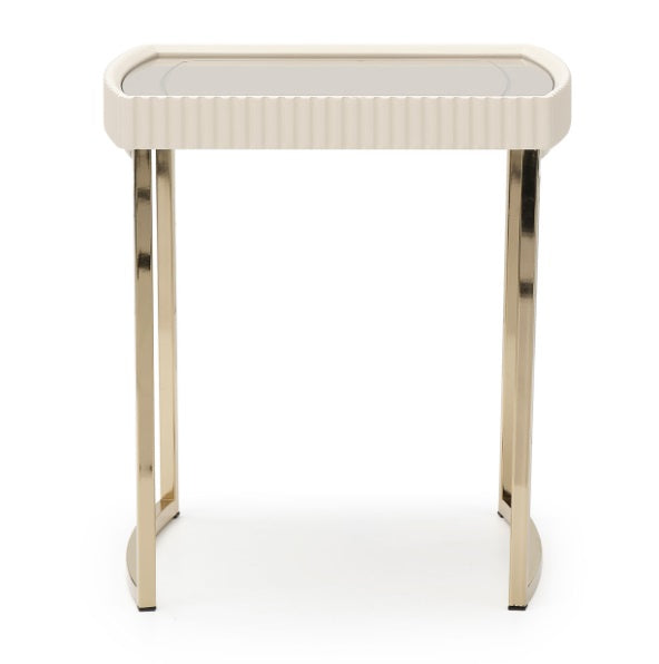 AICO Furniture Lisbon Side Table in Silken Matte Cream - Furniture Now (CA)