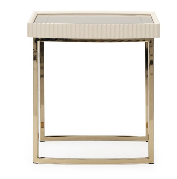 AICO Furniture Lisbon Side Table in Silken Matte Cream - Furniture Now (CA)