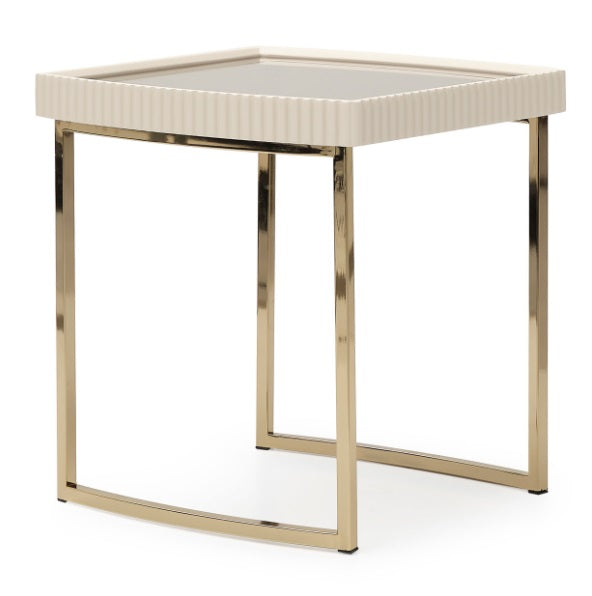 AICO Furniture Lisbon Side Table in Silken Matte Cream - Furniture Now (CA)