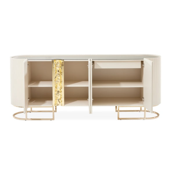AICO Furniture Lisbon Console Table in Silken Matte Cream - Furniture Now (CA)