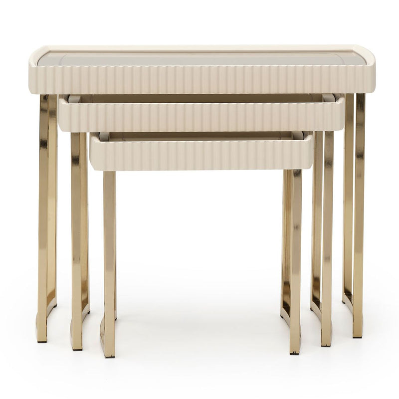 AICO Lisbon Nesting Tables in Silken Matte Cream - Furniture Now (CA)
