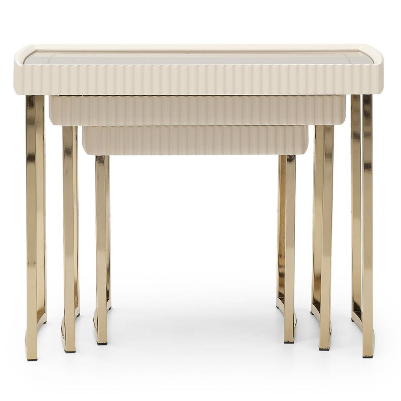 AICO Lisbon Nesting Tables in Silken Matte Cream - Furniture Now (CA)