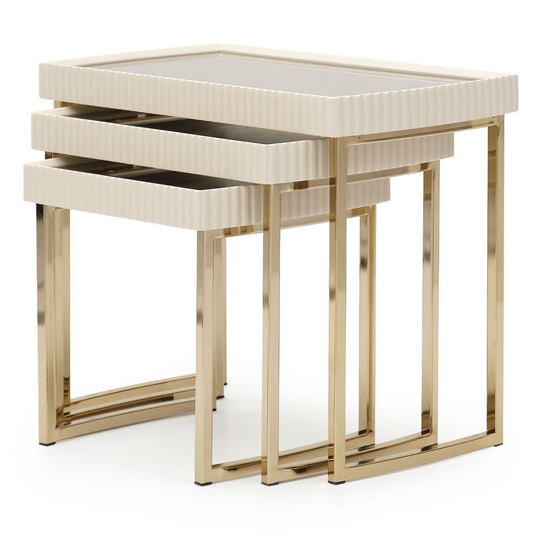 AICO Lisbon Nesting Tables in Silken Matte Cream - Furniture Now (CA)
