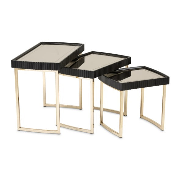 AICO Furniture Lisbon Nesting Table in Silken Matte Black - Furniture Now (CA)