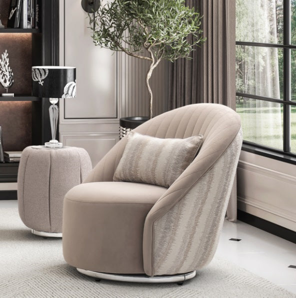 AICO Furniture Lucca Swivel Chair Silver in Silver - Furniture Now (CA)