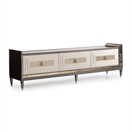 AICO Lousanne Media Cabinet in Glossy Mocha Sand - Furniture Now (CA)