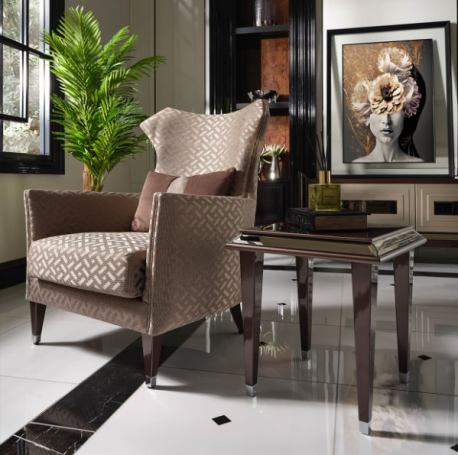 AICO Lousanne Side Table in Glossy Mocha Sand - Furniture Now (CA)