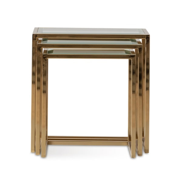 AICO Furniture Savannah Breeze 3pc Nesting Tables Set in Bright Gold - Furniture Now (CA)