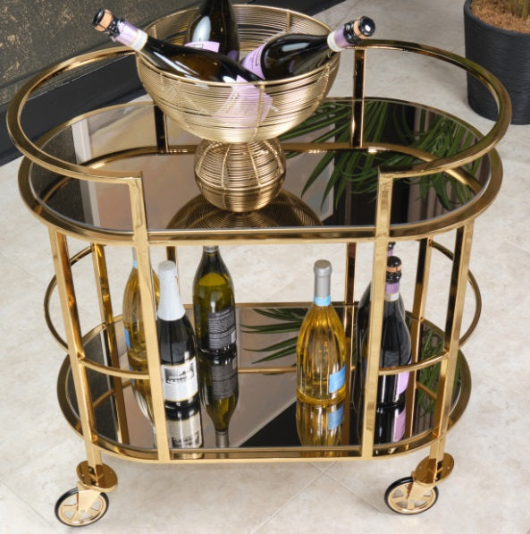 AICO Furniture Savannah Breeze Serving Cart in Bright Gold - Furniture Now (CA)
