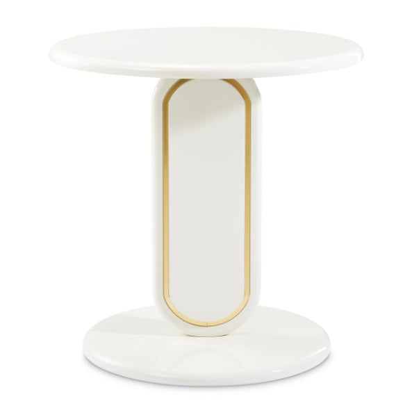 AICO Furniture Sassani End Table in Pearl White/Gold - Furniture Now (CA)