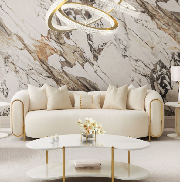 AICO Furniture Sassani Sofa Crepe in Gold - Furniture Now (CA)