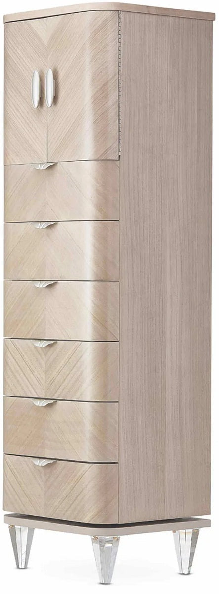 AICO Malibu Crest Lingerie Swivel Chest in Blush - Furniture Now (CA)