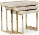Michael Amini Lisbon Nesting Table - Set of 3 - Silken Matte Cream - Furniture Now (CA)