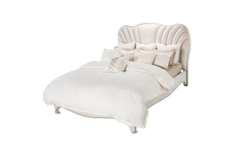 AICO London Place Queen Upholstered Panel Bed in Creamy Pearl - Furniture Now (CA)