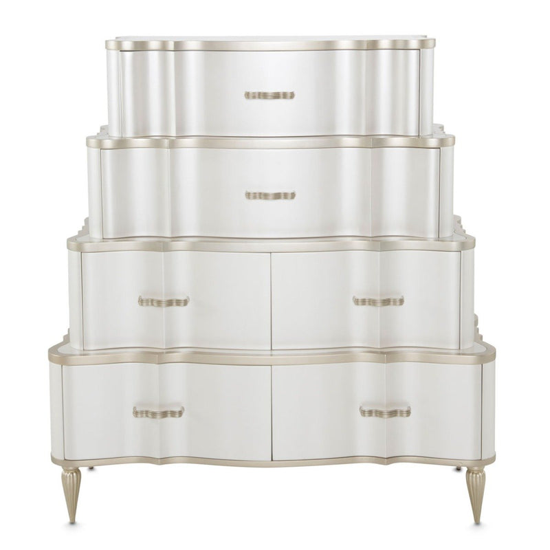 AICO London Place Tiered 6-Drawer Chest in Creamy Pearl - Furniture Now (CA)