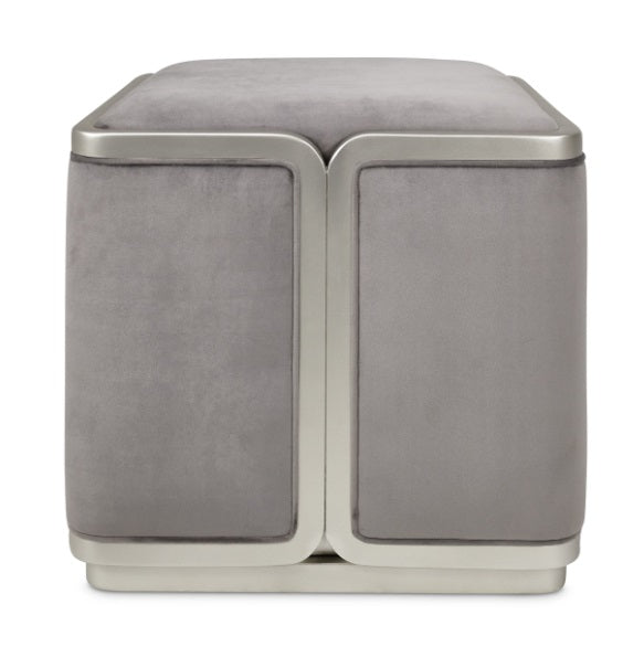 AICO Furniture Linea Ottoman in Silver Mist - Furniture Now (CA)