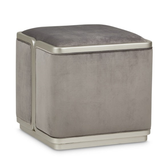 AICO Furniture Linea Ottoman in Silver Mist - Furniture Now (CA)