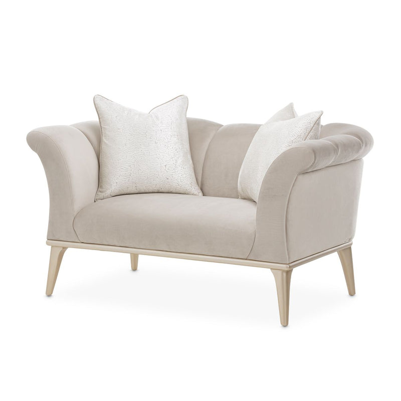 AICO Yvette Chair and A Half in Porcini Medium Champagne - Furniture Now (CA)