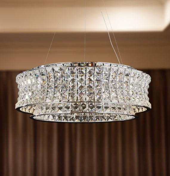 AICO Furniture Lighting Galaxy Large Round LED Chandelier in Chrome - Furniture Now (CA)