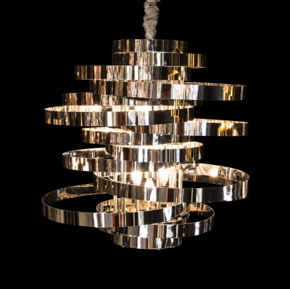 AICO Furniture Lighting Hemispheres 8 Light Chandelier in Silver - Furniture Now (CA)