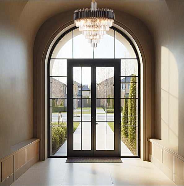 AICO Furniture Lighting Symphony Round 24 Light Chandelier in Clear - Furniture Now (CA)