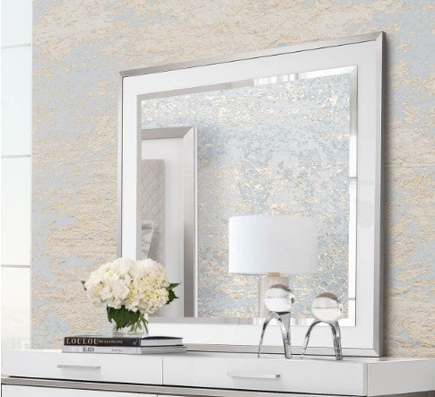 AICO Marquee Wall Mirror in Cloud White - Furniture Now (CA)
