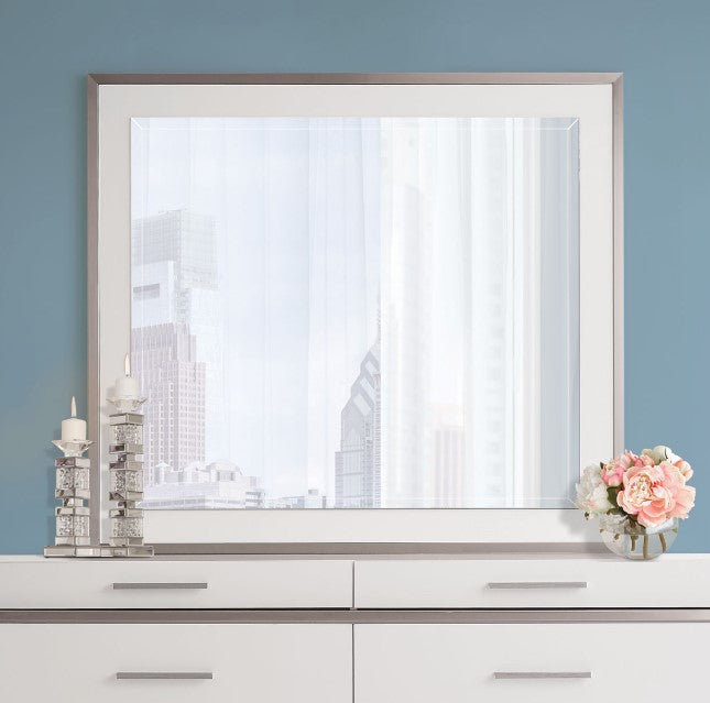 AICO Marquee Wall Mirror in Cloud White - Furniture Now (CA)