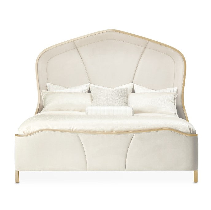 AICO Malibu Crest King Curved Poster Bed in Chardonnay - Furniture Now (CA)