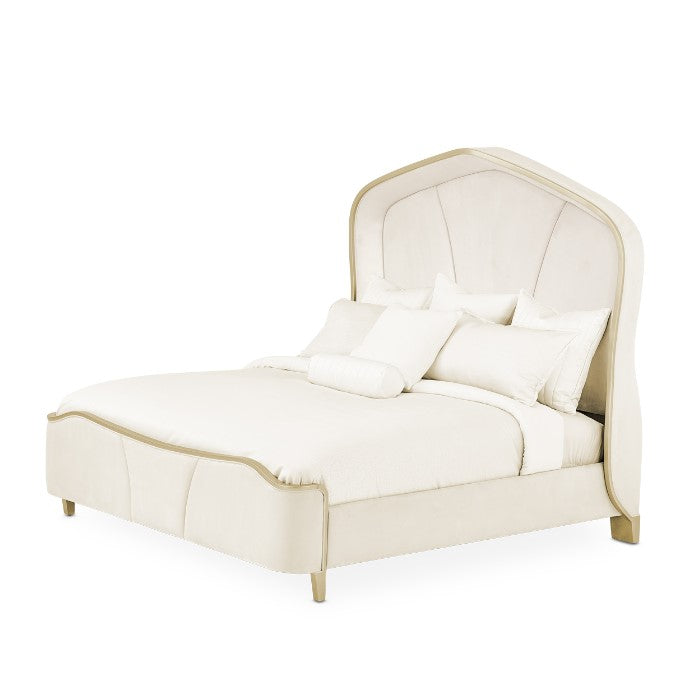 AICO Malibu Crest Queen Curved Panel Bed in Chardonnay - Furniture Now (CA)