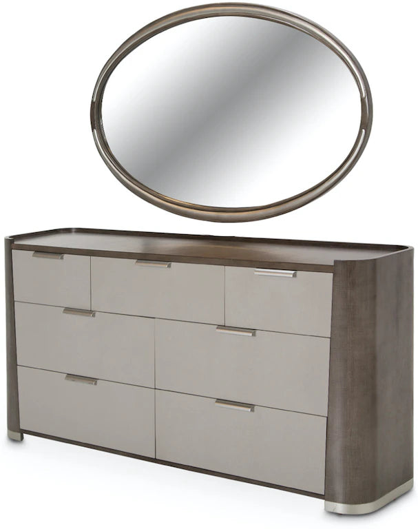 Aico Furniture N9006050-260-220 Storage Console- Dresser w/Mirror 2 pc Roxbury Park