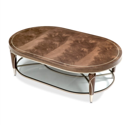 AICO Villa Cherie Oval Cocktail Table in Hazelnut - Furniture Now (CA)