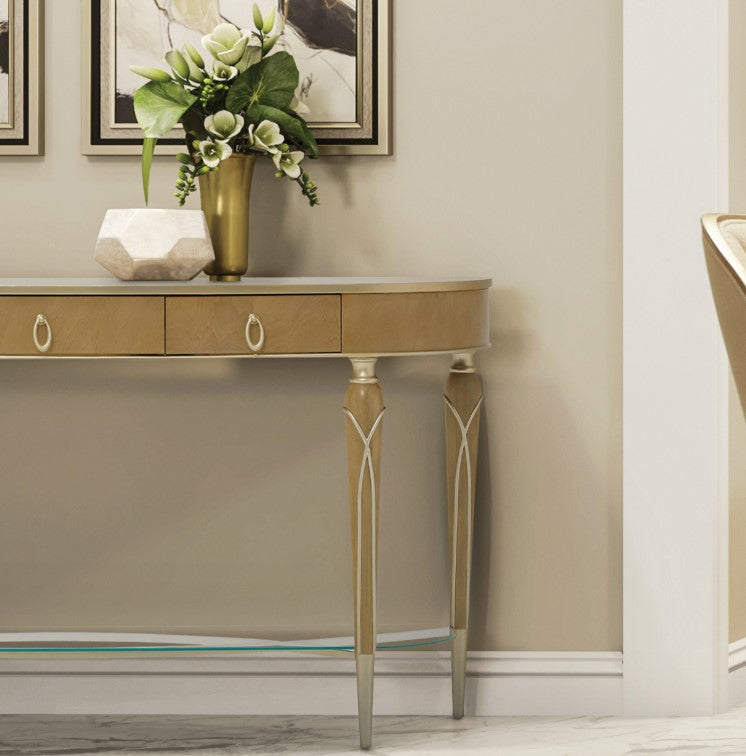 AICO Villa Cherie Console Table in Caramel - Furniture Now (CA)