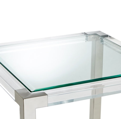 AICO Furniture State St. Square End Table in Stainless Steel - Furniture Now (CA)