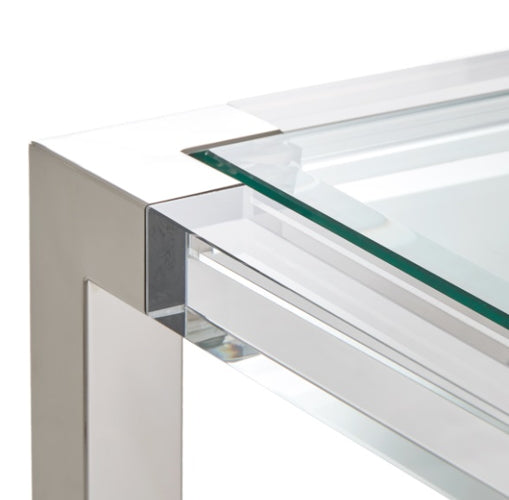 AICO Furniture State St. Square End Table in Stainless Steel - Furniture Now (CA)