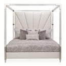 AICO Penthouse King Canopy Channel Tufted Upholstered Bed in Ash Gray - Furniture Now (CA)