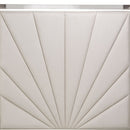 AICO Penthouse/Lanterna King Canopy Channel Tufted Upholstered Bed in Silver Mist - Furniture Now (CA)