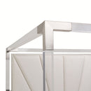 AICO Penthouse/Lanterna King Canopy Channel Tufted Upholstered Bed in Silver Mist - Furniture Now (CA)