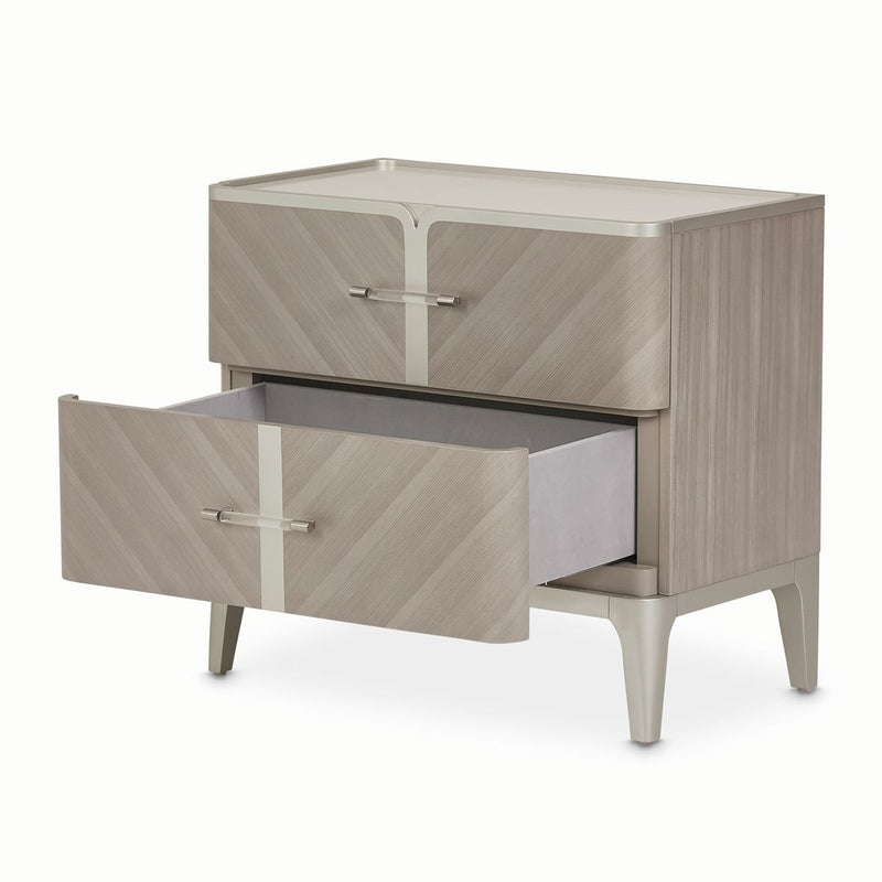 AICO Lanterna Nightstand in Silver Mist - Furniture Now (CA)