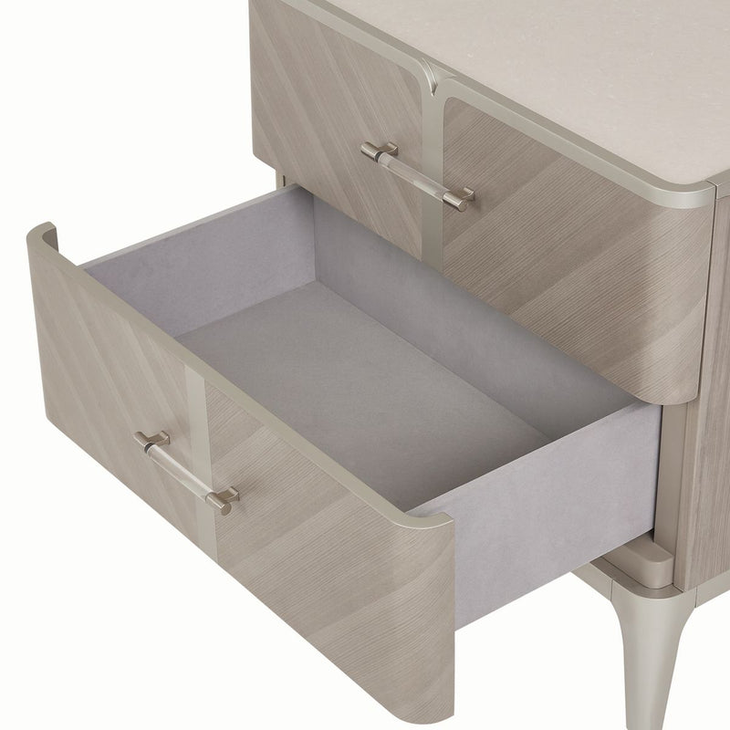 AICO Lanterna Nightstand in Silver Mist - Furniture Now (CA)