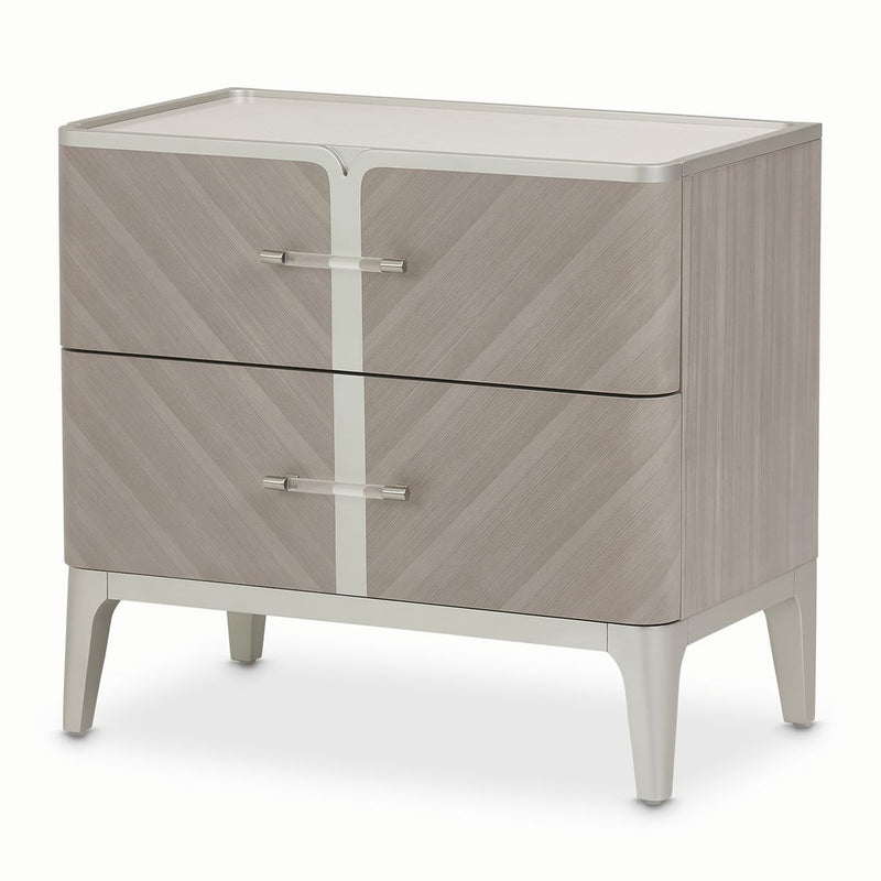 AICO Lanterna Nightstand in Silver Mist - Furniture Now (CA)