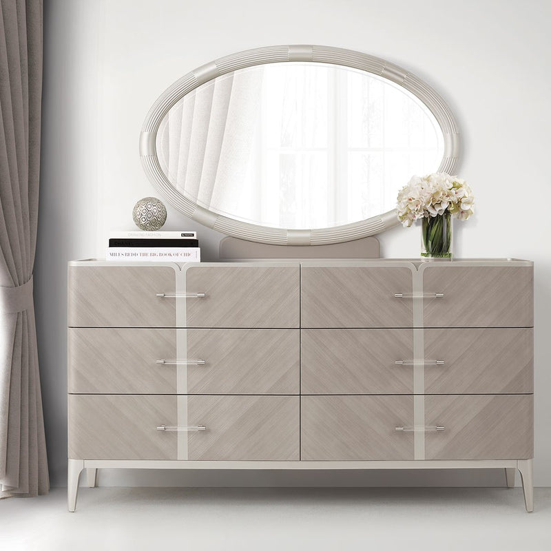 AICO Lanterna Dresser Mirror in Silver Mist - Furniture Now (CA)
