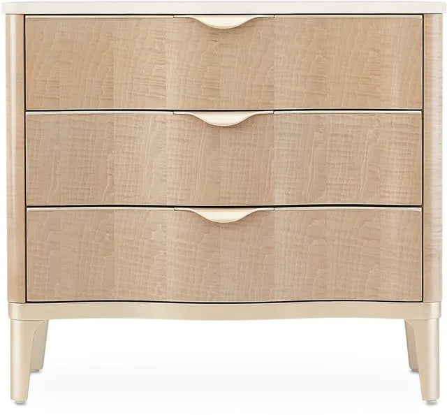 AICO Malibu Crest 3 Drawer Nightstand in Blush - Furniture Now (CA)