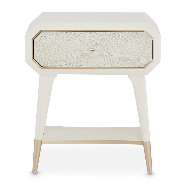 AICO La Rachelle Nightstand/End Table 1 Drawer in Medium Champagne - Furniture Now (CA)