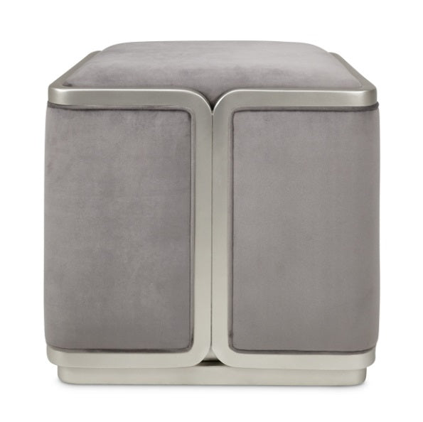 AICO Furniture Linea Linea Ottoman Gray Pearl in Silver Mist - Furniture Now (CA)