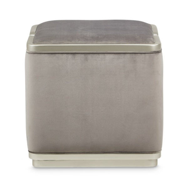 AICO Furniture Linea Linea Ottoman Gray Pearl in Silver Mist - Furniture Now (CA)