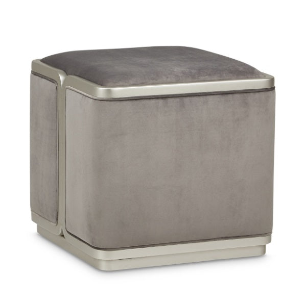 AICO Furniture Linea Linea Ottoman Gray Pearl in Silver Mist - Furniture Now (CA)