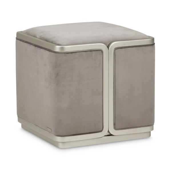 AICO Furniture Linea Linea Ottoman Gray Pearl in Silver Mist - Furniture Now (CA)