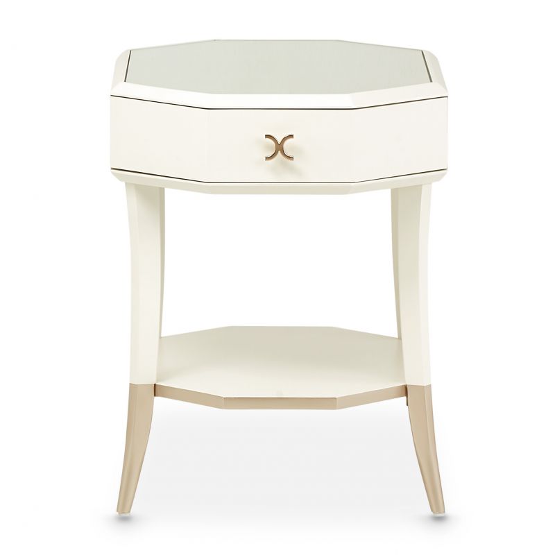 AICO La Rachelle Octagonal End Table w/ Drawer in Medium Champagne image