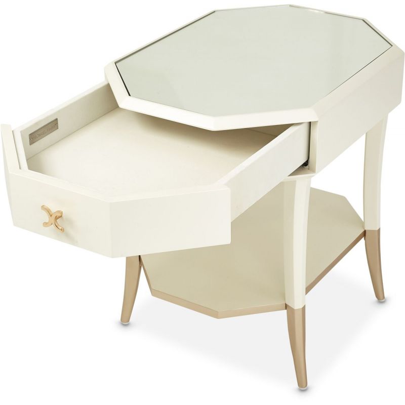 AICO La Rachelle Octagonal End Table w/ Drawer in Medium Champagne - Furniture Now (CA)